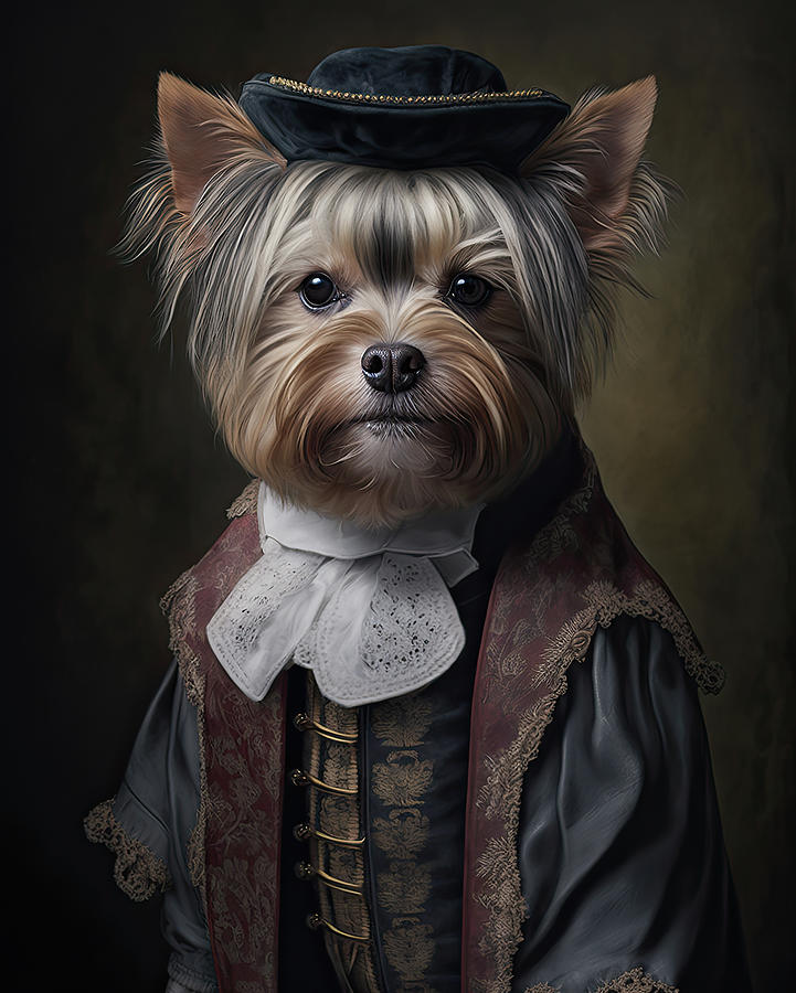 Classy English Gentleman Yorkshire Terrier Dog Digital Art by Artwoof ...