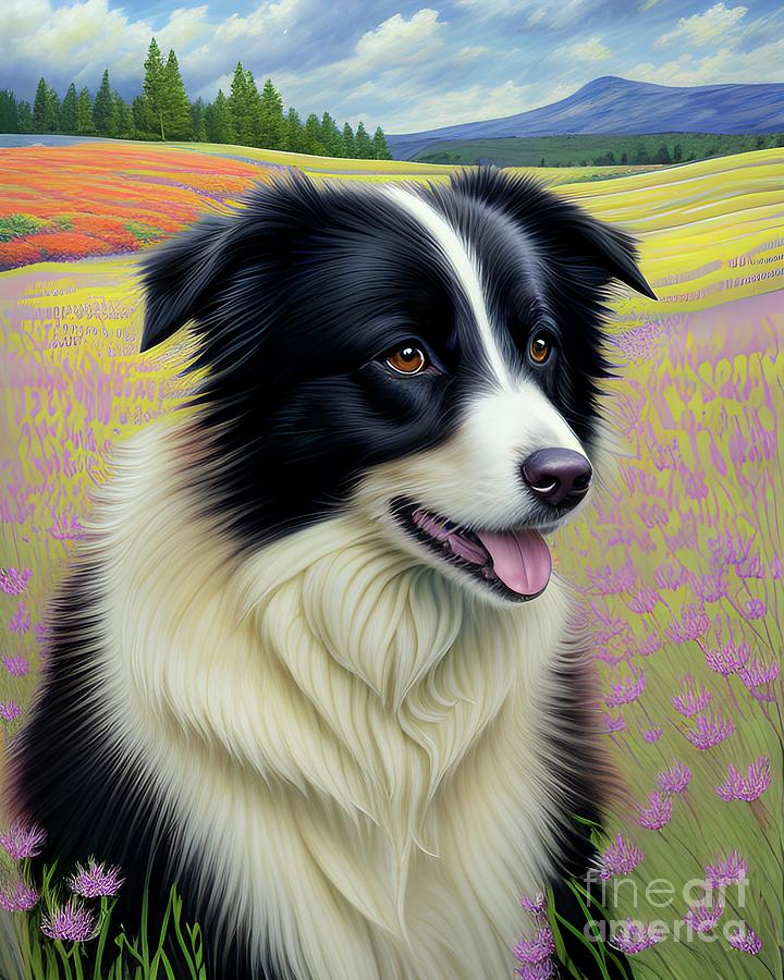 Claude - Border Collie Digital Art by Mary Machare