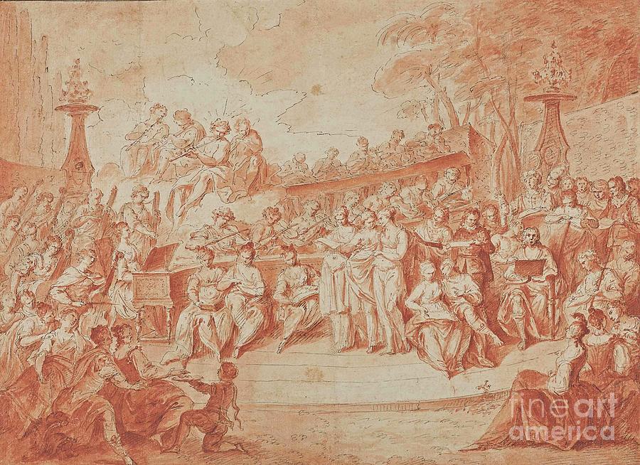 Claude Gillot Langres 1673 1722 Paris Concert Dans Le Bosquet Des Rocailles A Versailles Painting