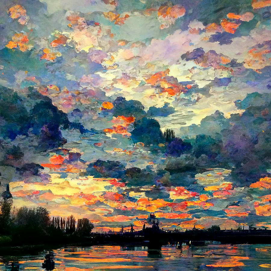 Claude  Monet  style  by Asar Studios Painting by Celestial Images