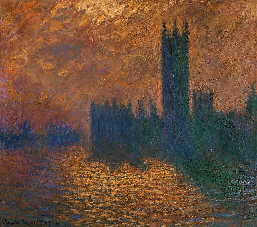 Claude Monet / The Parliament in London, Stormy Sky, 1904, Oil on canvas, 81 x 92 cm. Painting by Claude Monet -1840-1926- Claude Monet / The Parliament in London, Stormy Sky, 1904, Oil on canvas, 81 x 92 cm. Painting by Claude Monet -1840-1926-