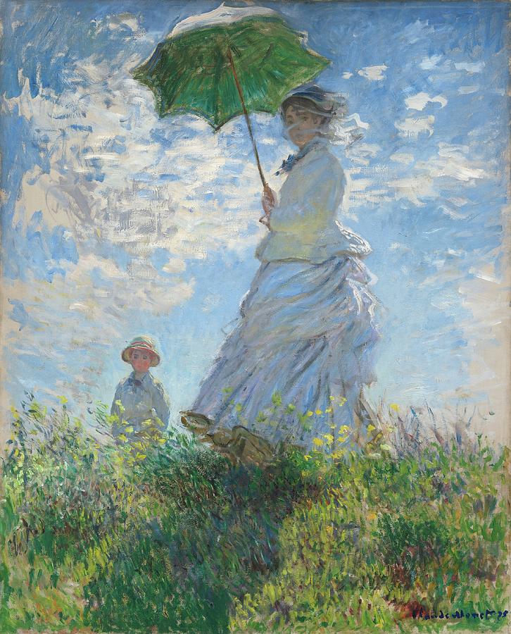 Claude Monet Woman with a parasol madame Monet and her son 1983.1.29 Painting by Top Wallpapers