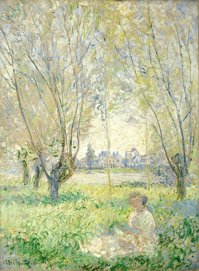 Claude Monet's Woman Sitting Under the Willows Painting by Vintage ...