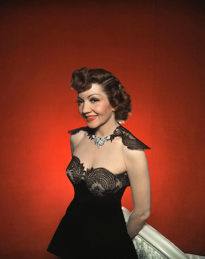 Claudette Colbert Glamour Vintage Fashion Lace Busty Dress Portrait Pose Photograph by Silver Screen Claudette Colbert Glamour Vintage Fashion Lace Busty Dress Portrait Pose Photograph by Silver Screen