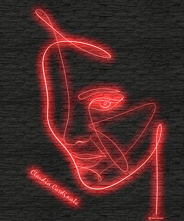 Claudia Cardinale neon portrait Digital Art by Movie World Posters