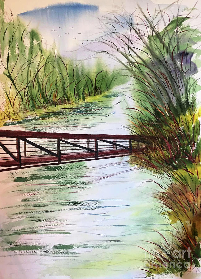 Clayton Neuse Riverwalk, North Carolina  Painting by Catherine Ludwig Donleycott