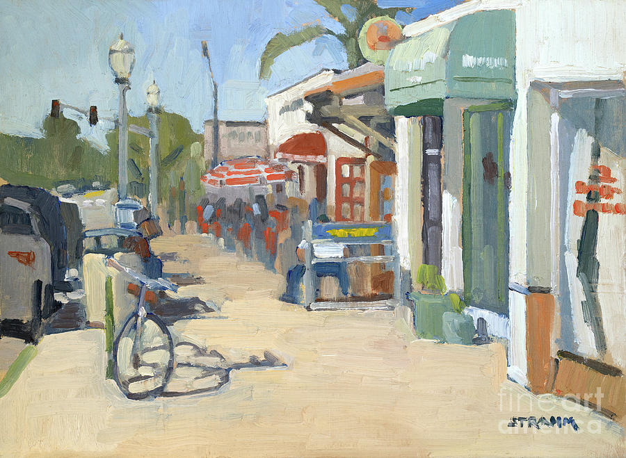 Bicycle Painting - Claytons Corner - Coronado, San Diego, California by Paul Strahm