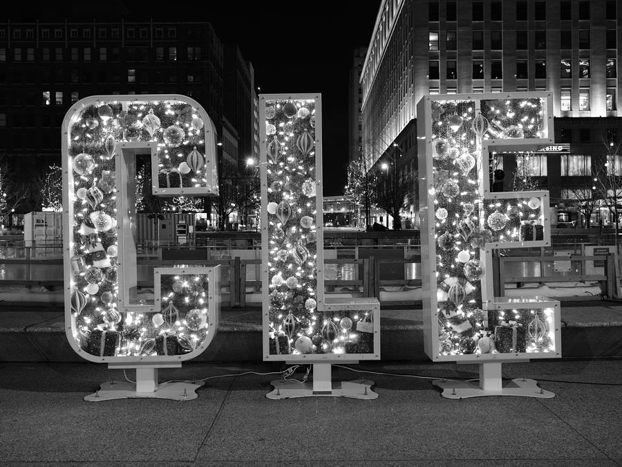 CLE Sign in Black and White Photograph by Clint Buhler