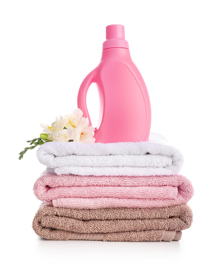 Clean and fresh bath towels and washing powder Photograph by LumenSt