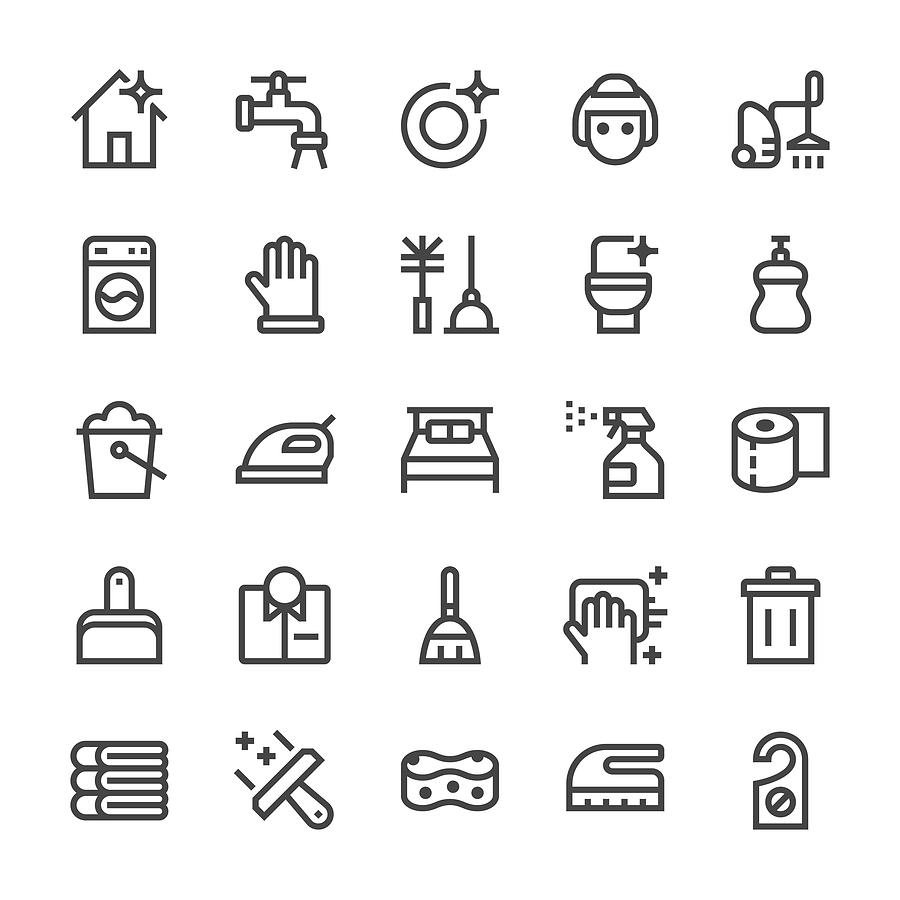 Cleaning Icons - MediumX Line Drawing by TongSur