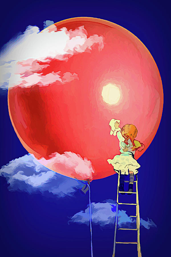 Cleaning the Red Balloon Digital Art by John Haldane