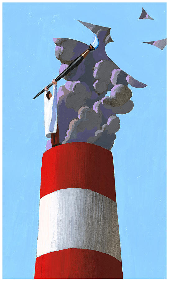 Cleaning up Emissions Drawing by Jonathan Evans