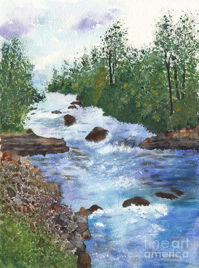 Clear Creek in Golden Colorado Painting by Conni Schaftenaar