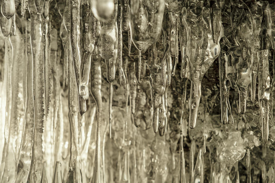 Clear ice and icicles in grotto Photograph by Mikhail Kokhanchikov