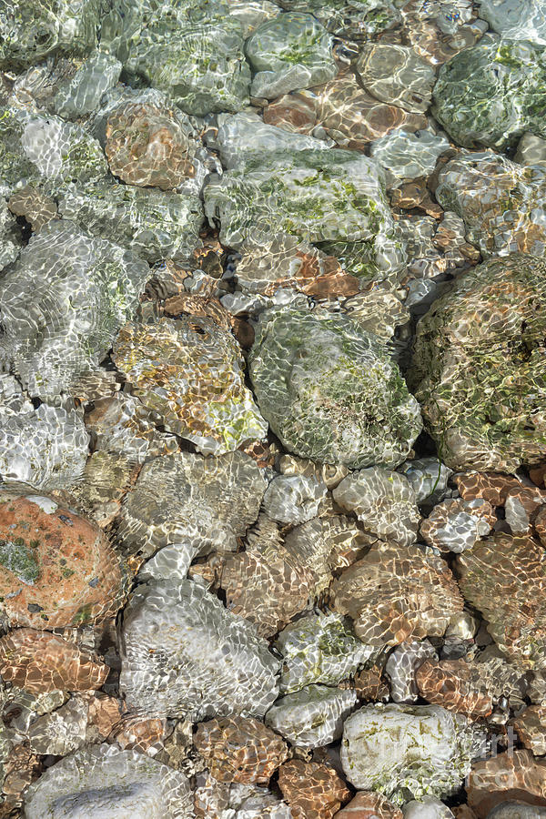 Clear sea water flows over bright stones 1 Photograph by Adriana Mueller