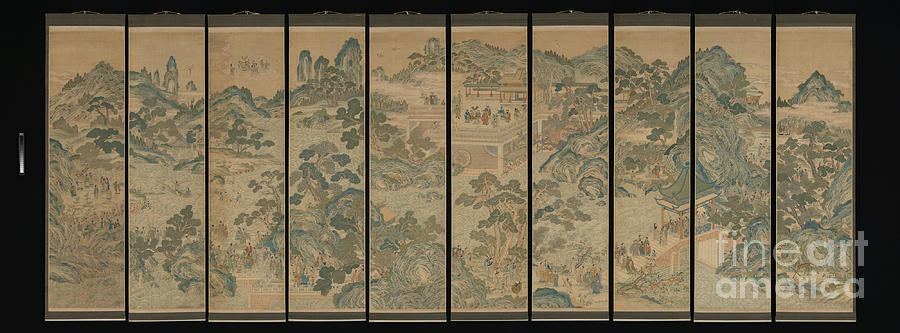 Nature Painting - Clear tapestry landscapes Figure Mythical Landscape with Immortals ,19th century by Shop Ability