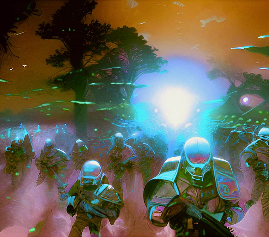 Invasion AI Art - Blue Light Digital Art by Designs By Nimros - Pixels