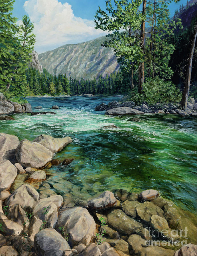 Landscape Painting - Clear Water River by Keith Muun