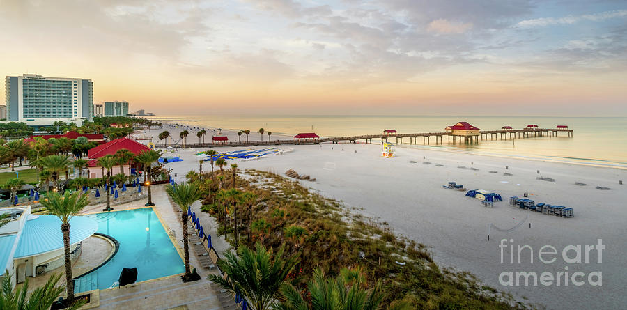 Clearwater Beach, Florida at Sunrise Panorama Photograph by Liesl Walsh