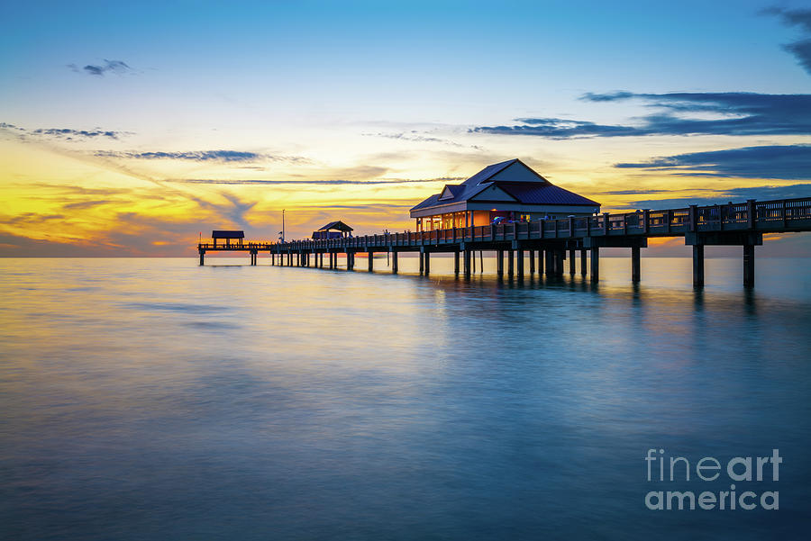 Clearwater Beach Florida Pier 60 at Sunset Photograph by Paul Velgos