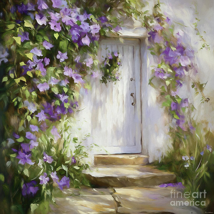 Clematis Cottage Painting by Tina LeCour Clematis Cottage Painting by Tina LeCour