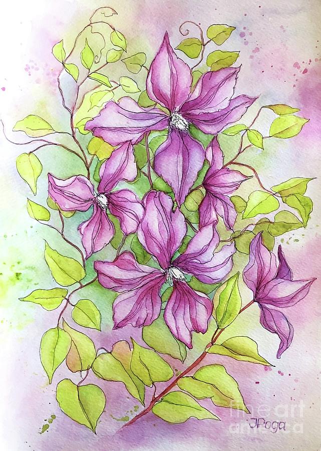 Clematis Painting by Inese Poga