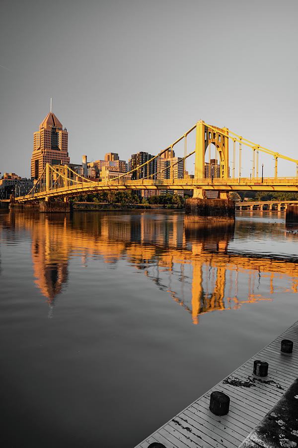 Clemente Bridge And Pittsburgh Skyline - Selective Coloring Photograph by Gregory Ballos