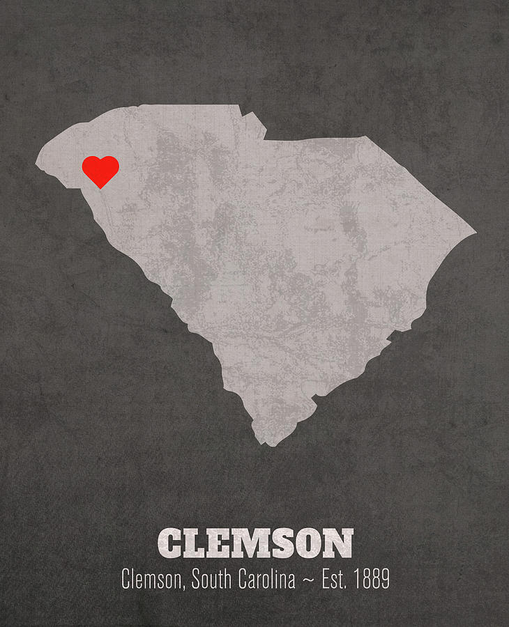 Clemson University Mixed Media - Clemson University Clemson South Carolina Founded Date Heart Map by Design Turnpike