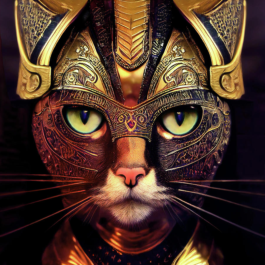 Cleo the Tabby Cat Warrior Digital Art by Peggy Collins