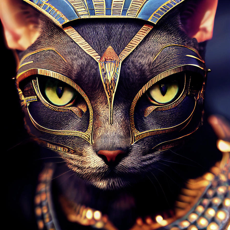 Cleocatra the Egyptian Cat Warrior Digital Art by Peggy Collins