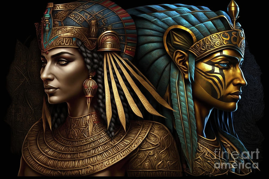 Cleopatra And Horus - Re Imagined Digital Art By Peter Awax - Fine Art 