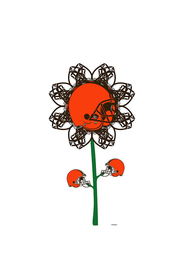 Cleveland Browns - NFL Football Team Logo Flower Art Digital Art by Steven Shaver