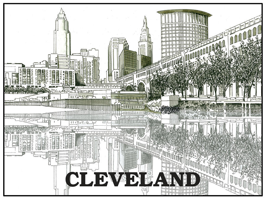 Cleveland City Skyline Painting by John Stoeckley - Fine Art America