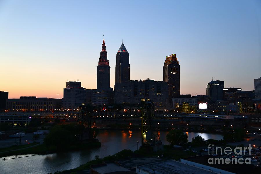 Cleveland City Skyline On The Cuyahoga River Photograph