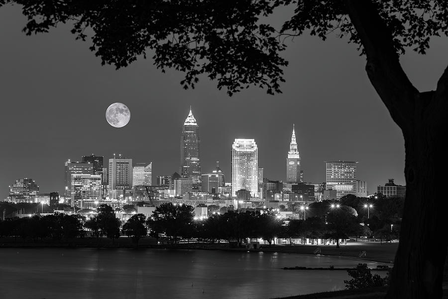 Cleveland Edgewater Moon Photograph by Clint Buhler