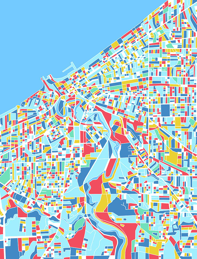 Cleveland Map Retro 7 Digital Art