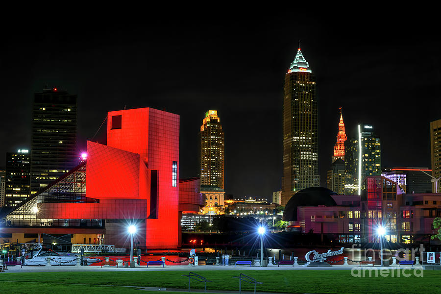 Cleveland Night Skyline Photograph by Paul Quinn