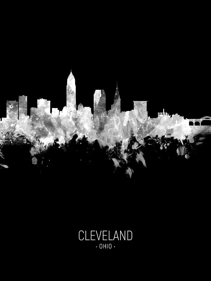 Cleveland Digital Art - Cleveland Ohio Skyline #83 by Michael Tompsett