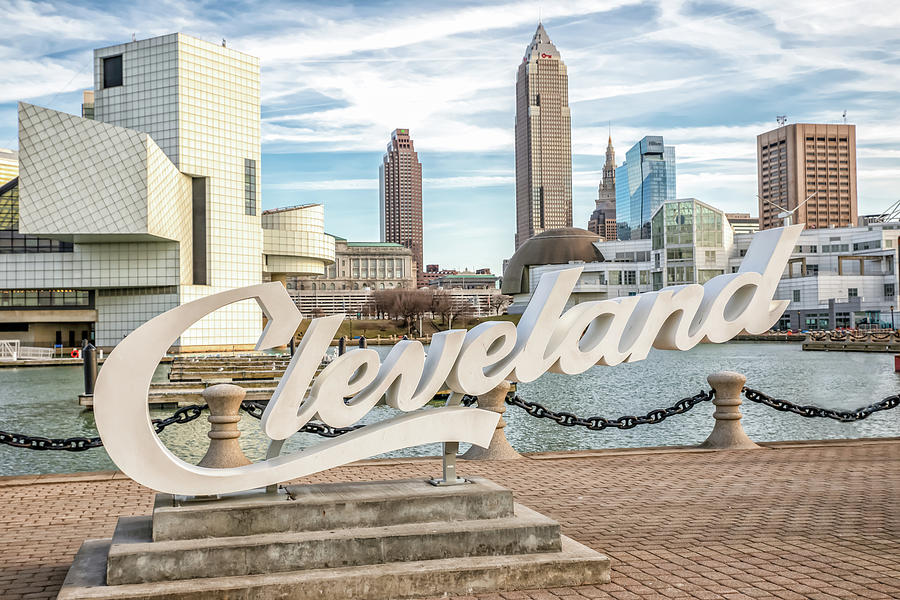 Cleveland Script Sign on Lakefront with Skyline Photograph by Peter Ciro Cleveland Script Sign on Lakefront with Skyline Photograph by Peter Ciro