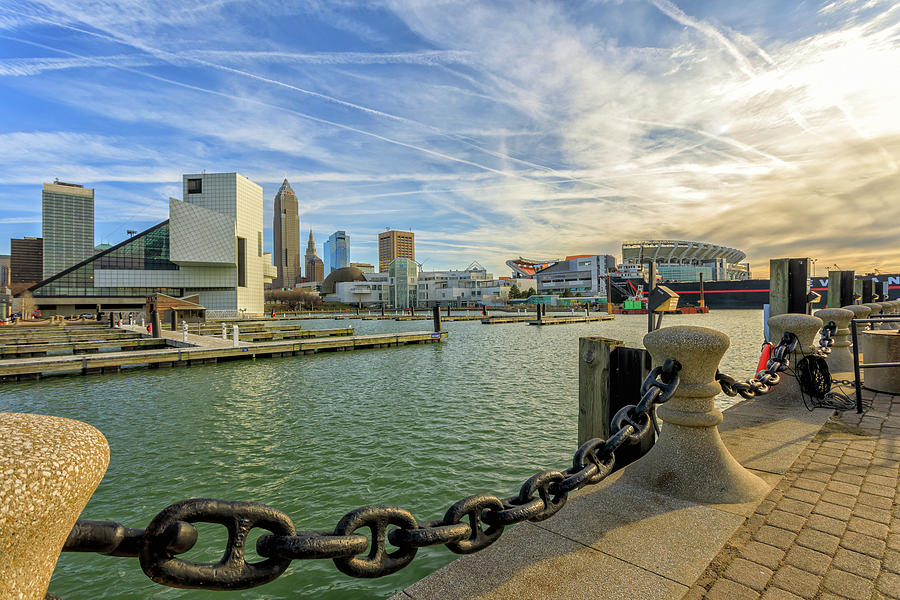 Cleveland Skyline During Golden Hour Photograph by Peter Ciro