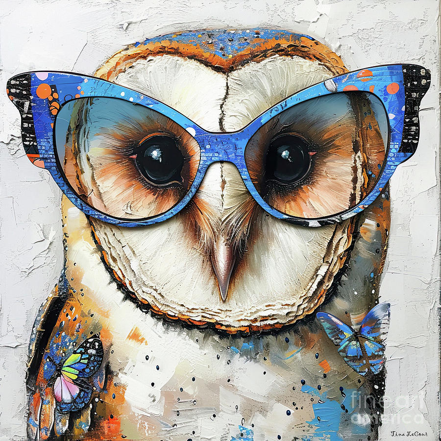Clever Barn Owl Painting by Tina LeCour
