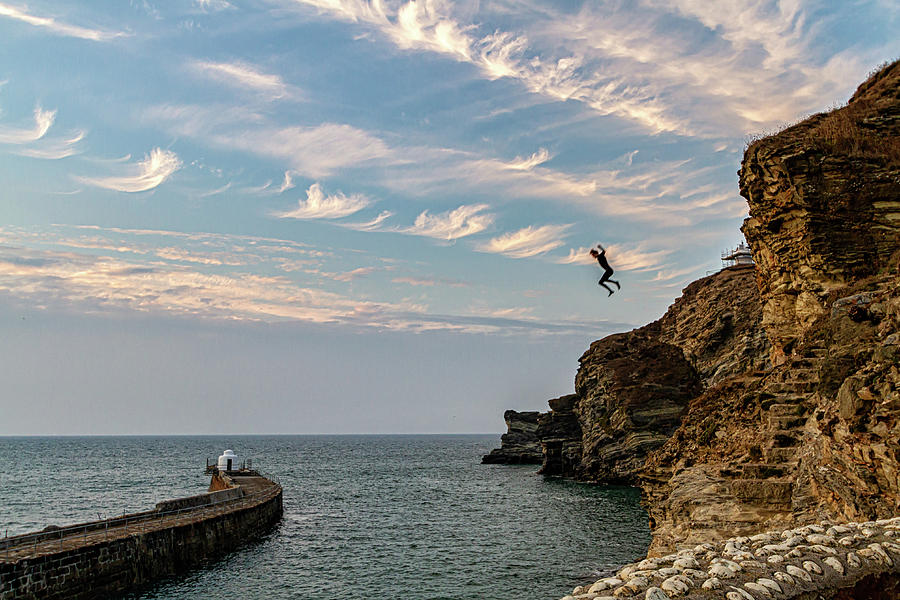 Cliff jumping Photograph by Shirley Mitchell
