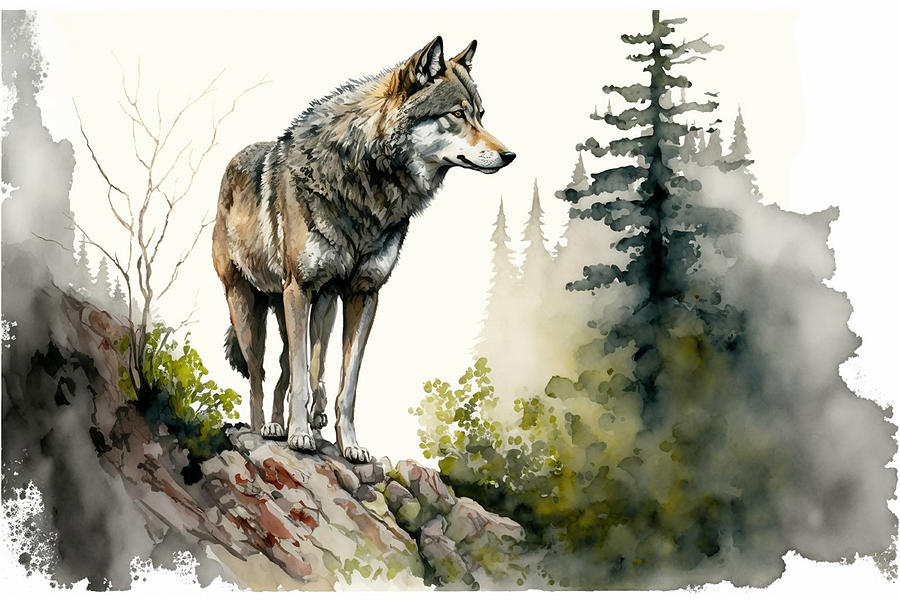 Cliff Side Wolf Digital Art By Steve McKinzie - Fine Art America