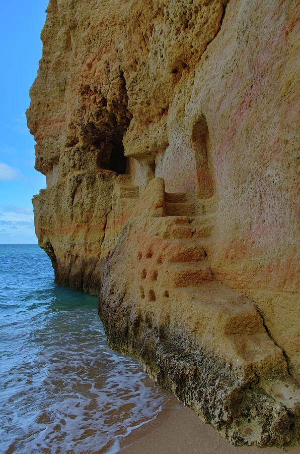 Cliff Staircase in Carvalho Beach. Algarve Photograph by Angelo DeVal