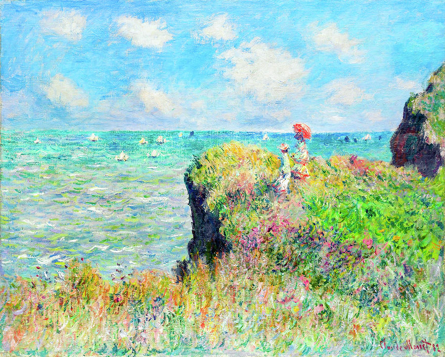 Cliff Walk at Pourville by Claude Monet Painting by Claude Monet