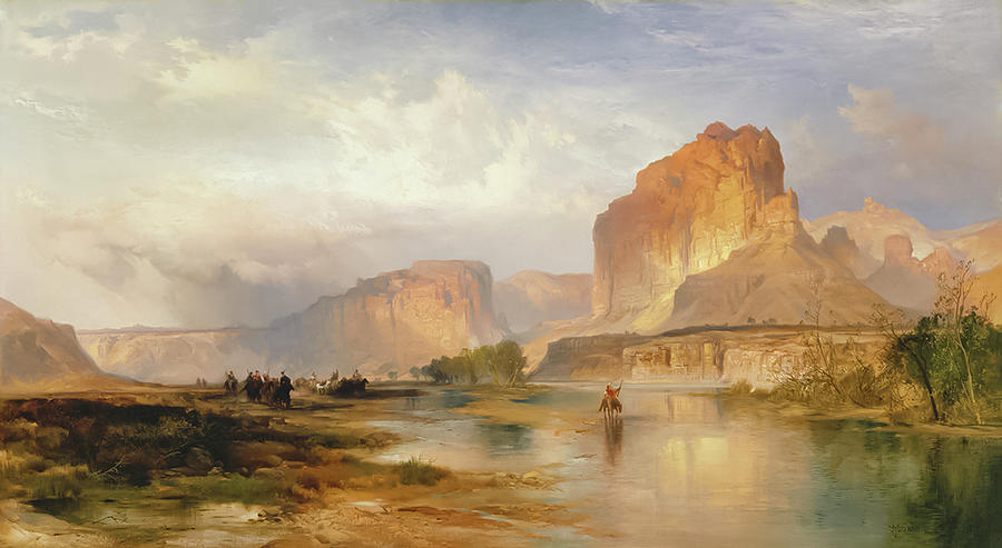 Cliffs Of Green River By Thomas Moran Painting
