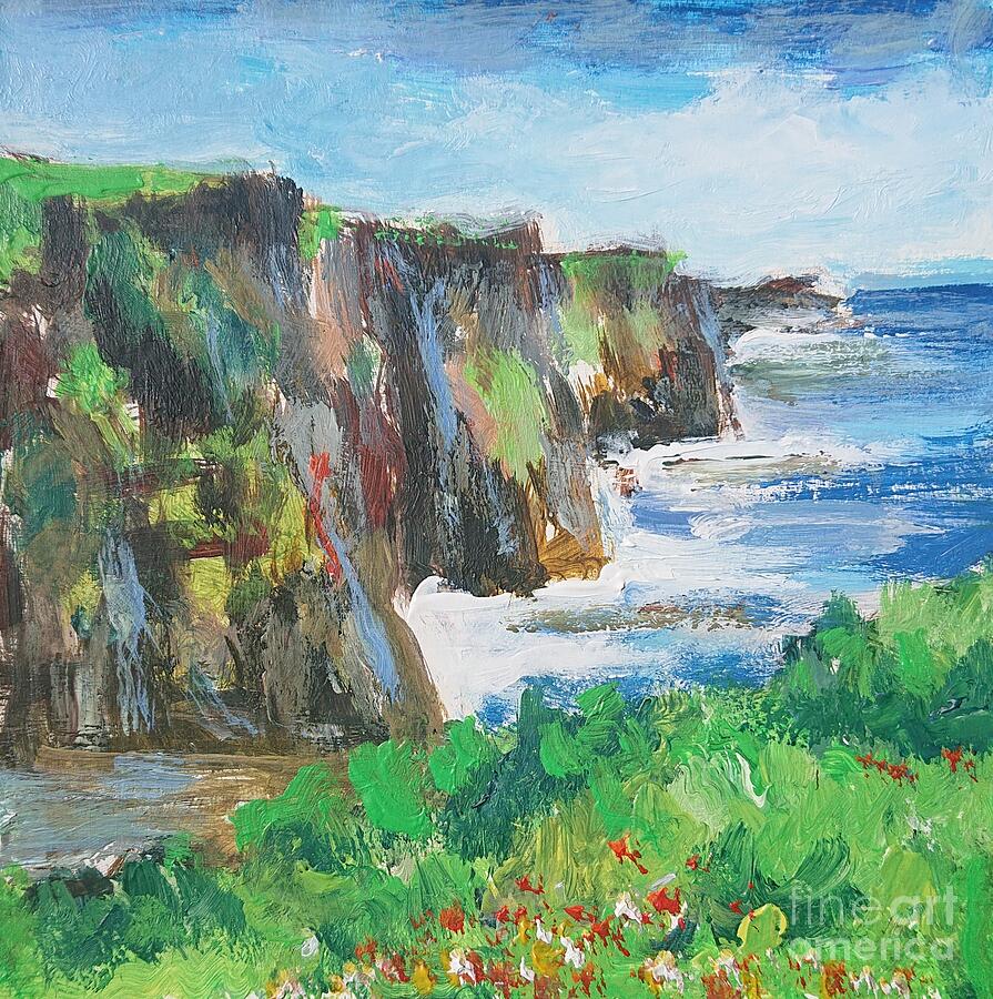 Cliffs of moher panoramic landscape Painting by Mary Cahalan Lee - aka PIXI Cliffs of moher panoramic landscape Painting by Mary Cahalan Lee - aka PIXI