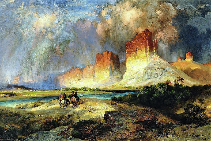 Cliffs of the Upper Colorado River, Wyoming Territory - Digital Remastered Edition Painting by Thomas Moran