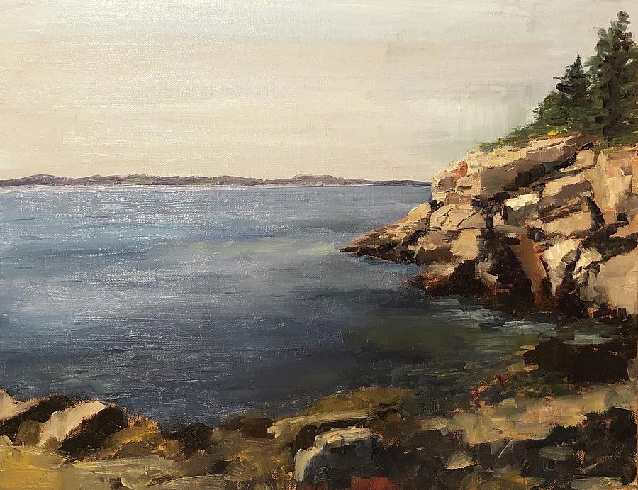 Landscape Painting - Cliffs, Squirrel Island by Jennifer Gorman-Strawbridge
