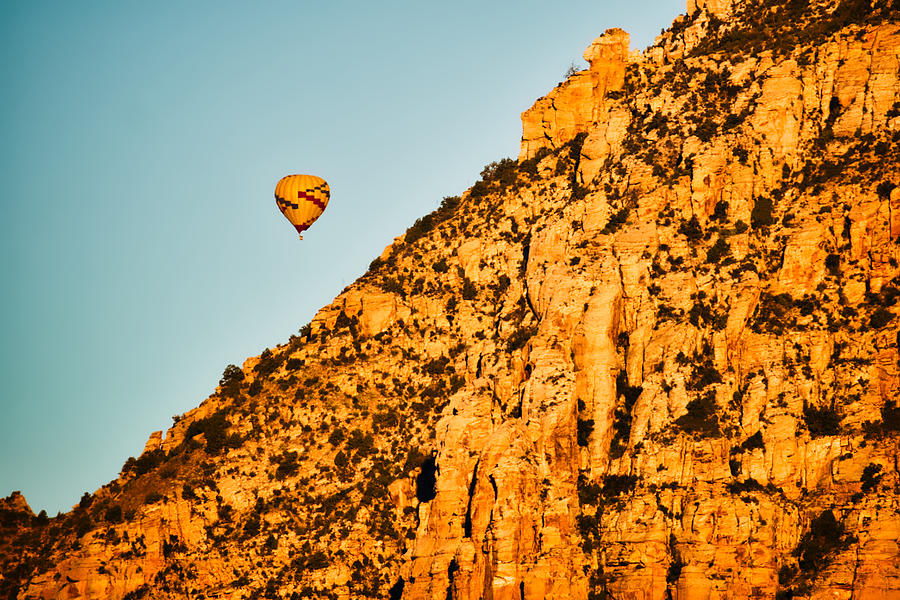 Cliffside Balloon at Dawn - Sedona Photograph by Stuart Litoff